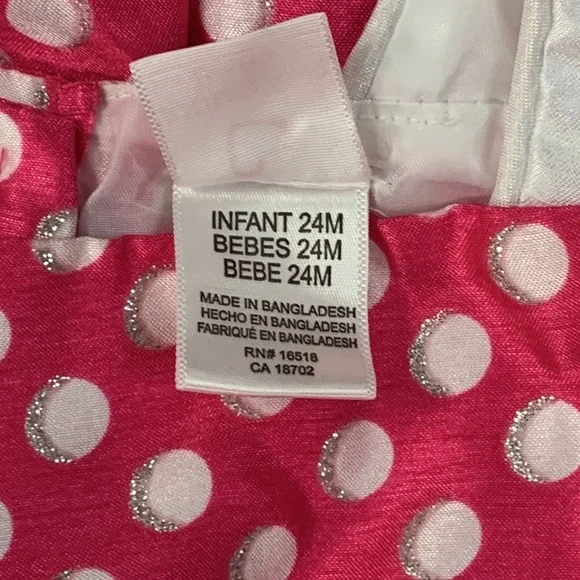 Youngland Baby Pink White Polka Dot Dress 24 Mo EUC - Picture 6 of 8